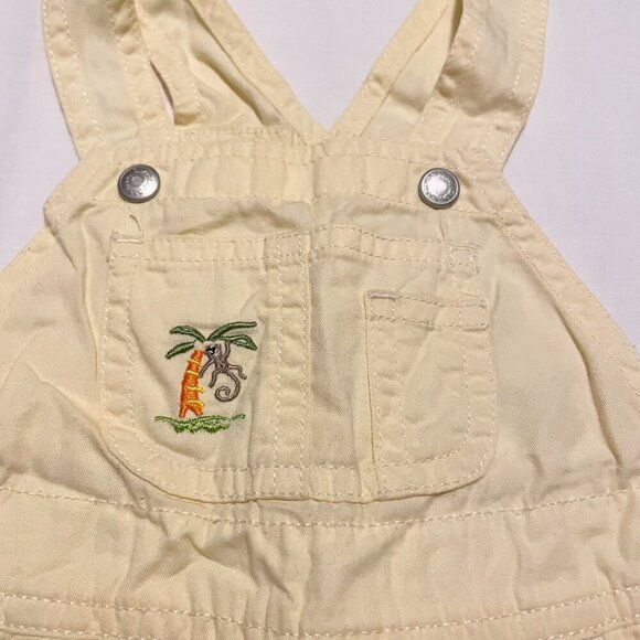 Vintage Baby Gap Overalls 6 - 12 Months Palm Tree Embroidered Yellow - Picture 2 of 14